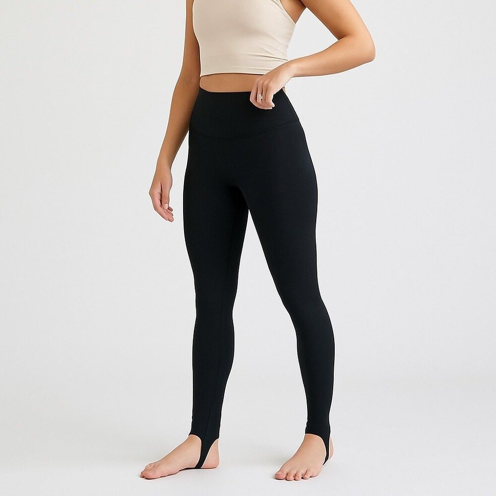 Manduka Womens S Black Stirrup Leggings High Waist Yoga Pants with Pocket